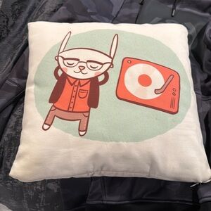 Rabbit Record throw pillow